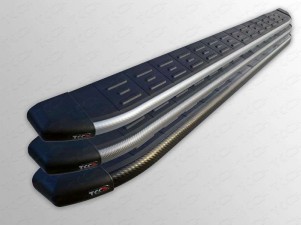 Пороги алюминиевые ТСС с накладкой для Kia Sorento № KIASOR12-16AL