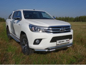 Защита передняя двойная с ДХО 76-60 мм для Toyota Hilux № TOYHILUX15-02